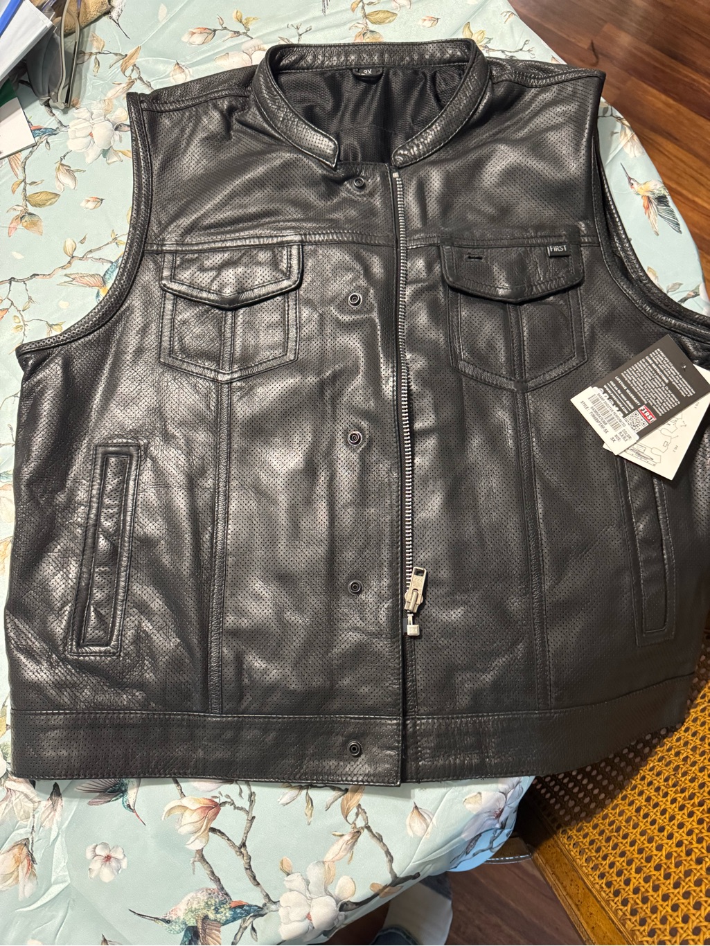 Men's First Manufacturing Company Sharp Shooter Leather Perforated Black Vest